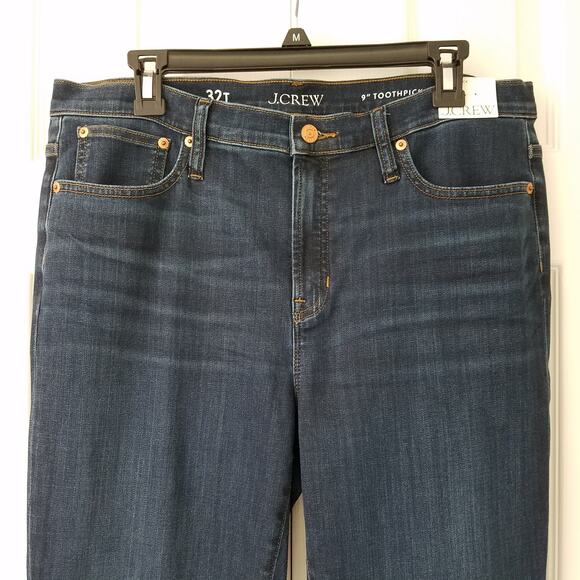 J, Crew Tall 9" Toothpick Jeans Mid Rise Size T32 Point Lake Wash NWT $128 J1887 - Picture 2 of 8